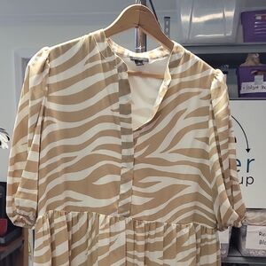 Ann Taylor Elegant Tan and Cream Women's Dress